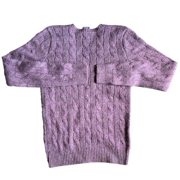 Ralph Lauren Purple Wool Alpaca Cashmere Cable Knit Sweater Size Small V-Neck - Picture 2 of 6